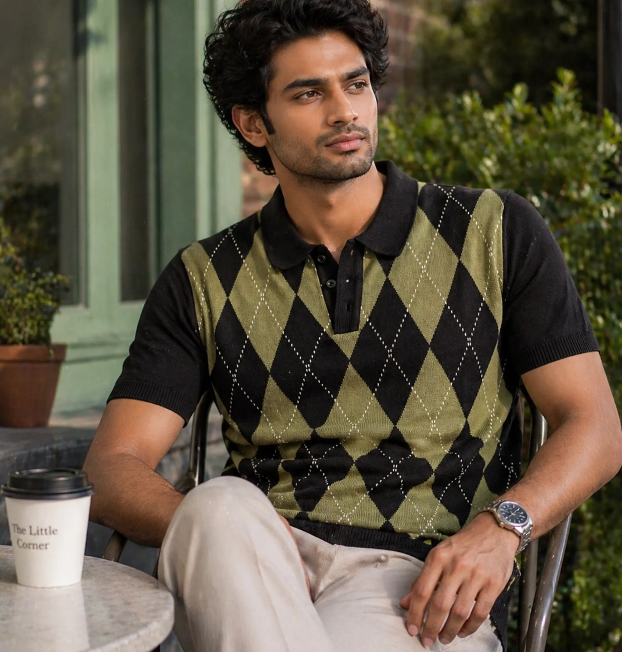 Argyle Polo · Olive