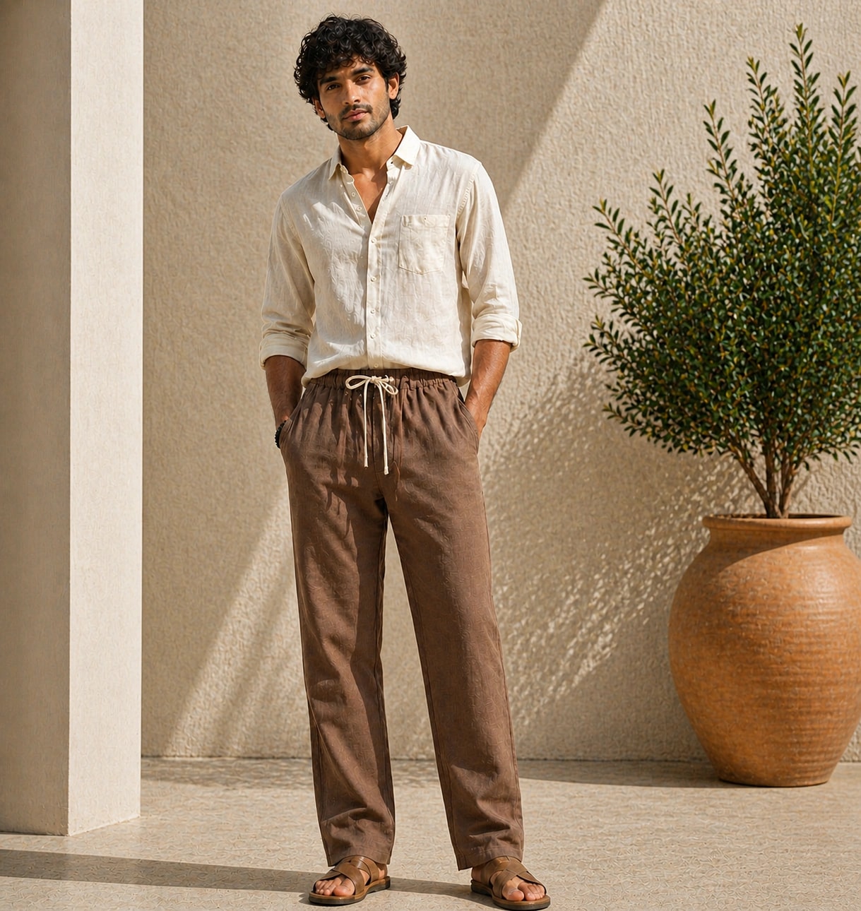 Drift Linen Trousers · Brown
