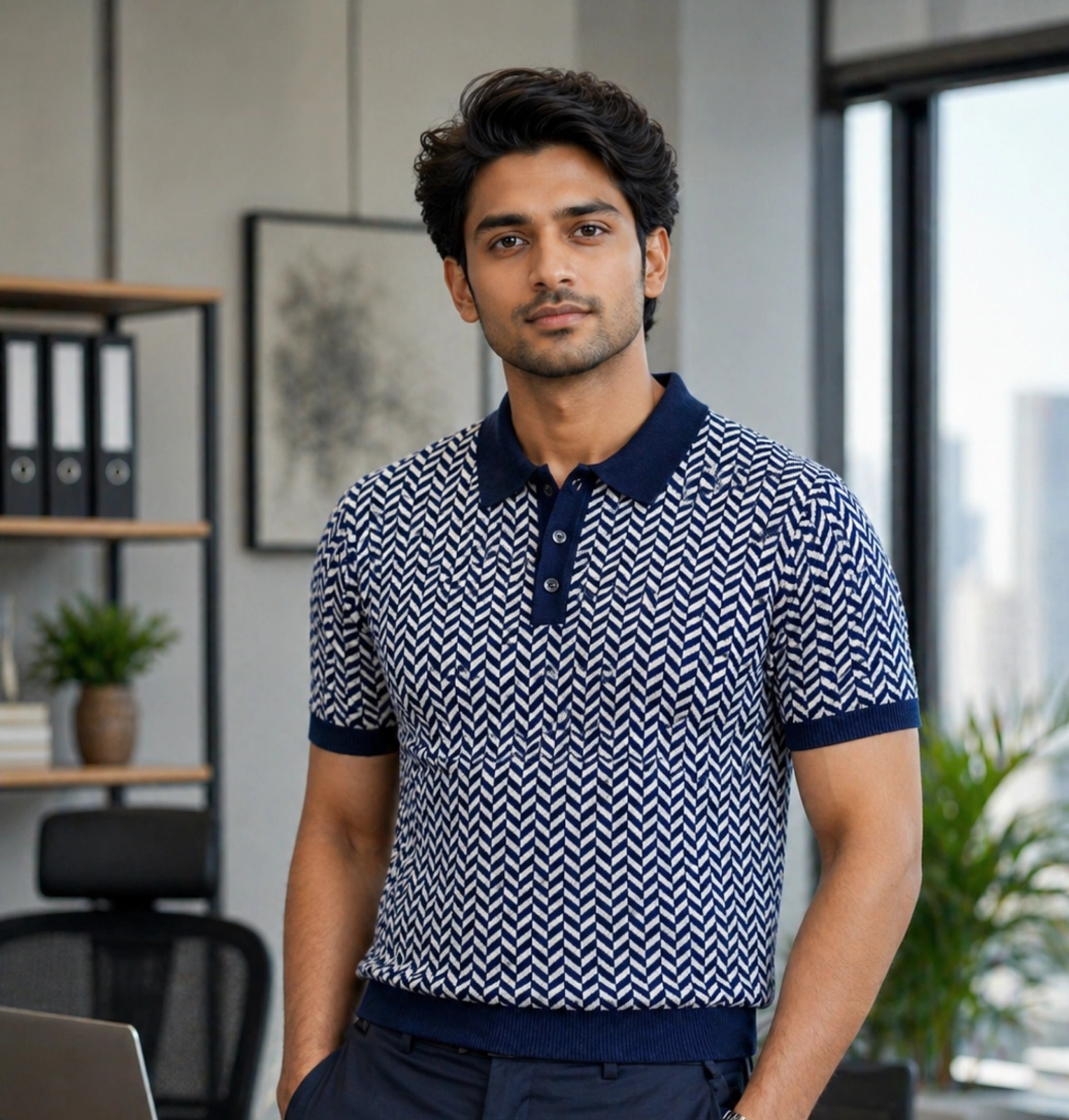 Herringbone Polo · Navy
