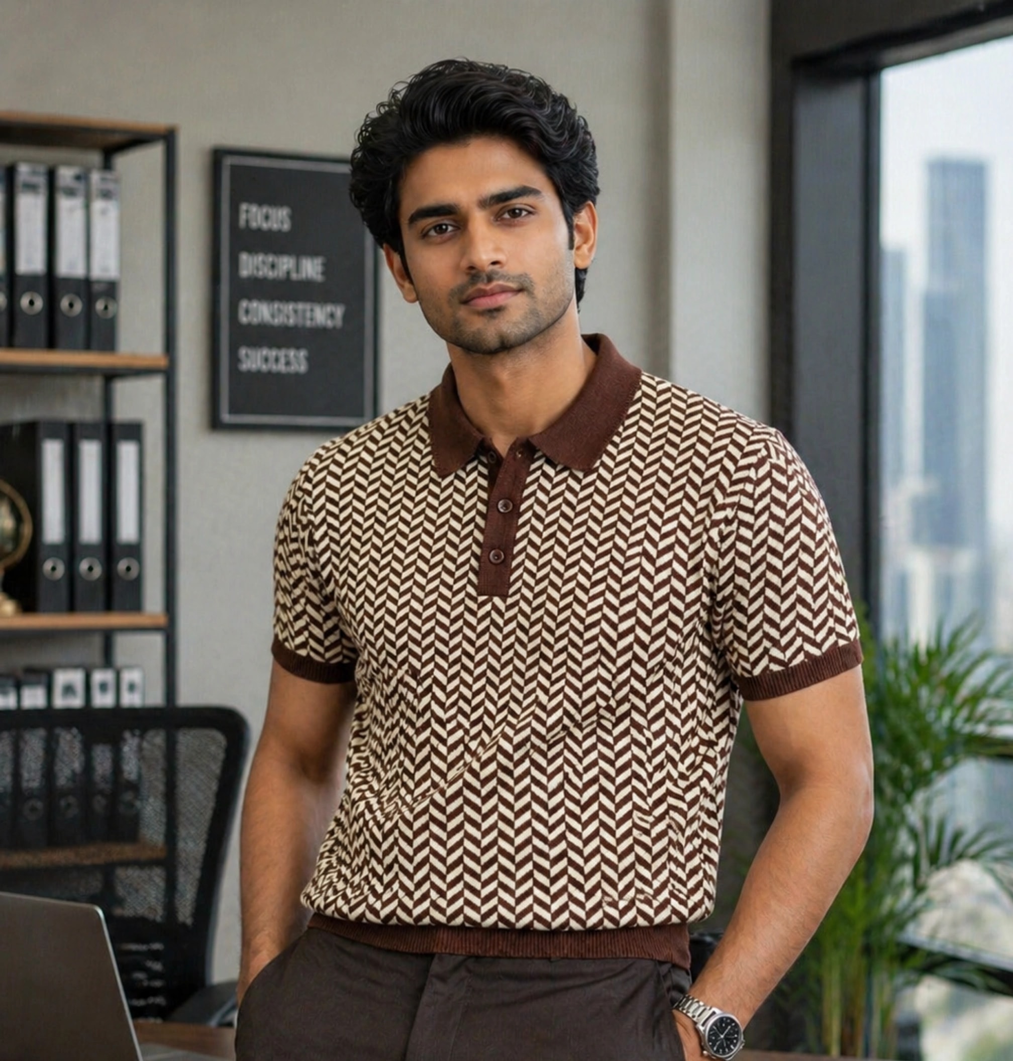 Herringbone Polo · Brown