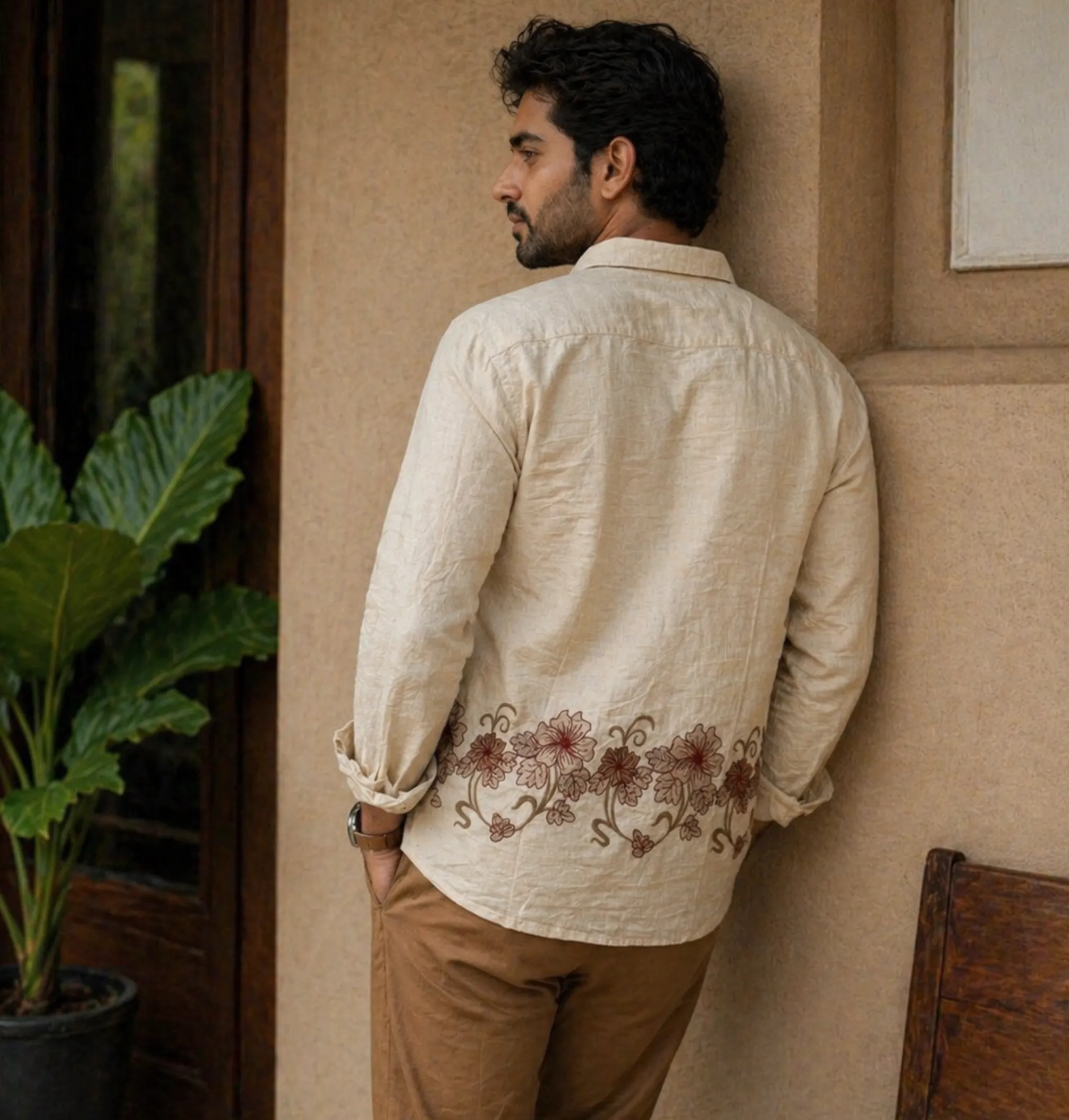 Khadi Floral Shirt · Cream