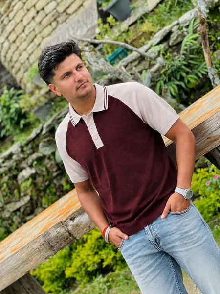 Aman Poonia wearing the Raglan Knit Polo