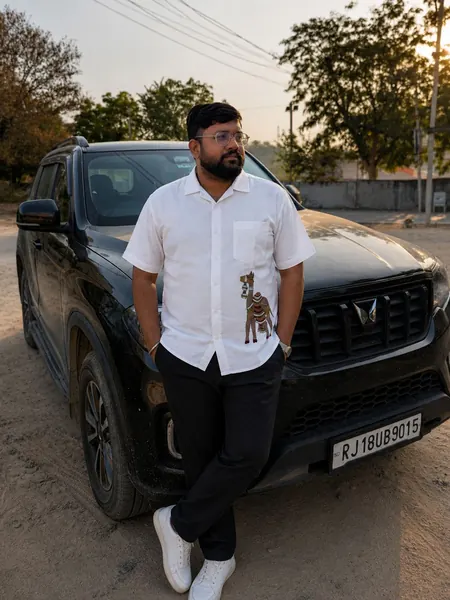 Rahul Jangir wearing the Menagerie Shirt