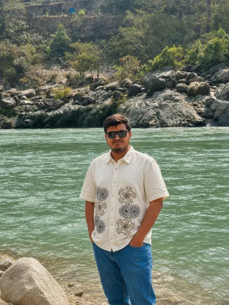 Rohit Tibra wearing the Khadi Floral Shirt