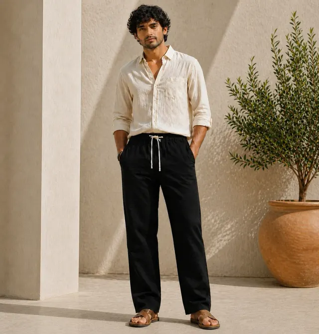 Drift Linen Trousers · Black