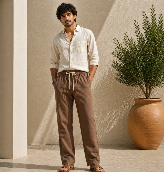 Drift Linen Trousers · Brown