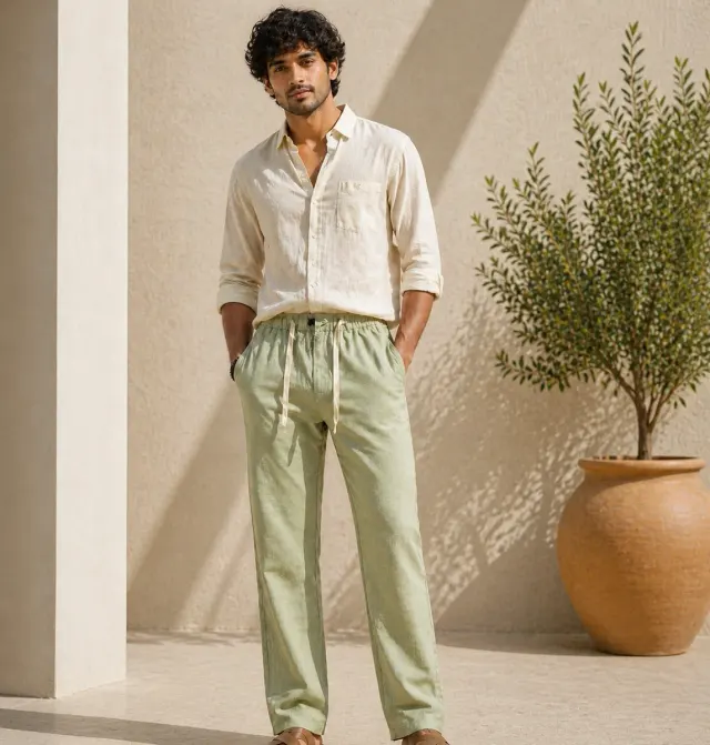 Drift Linen Trousers · Sage