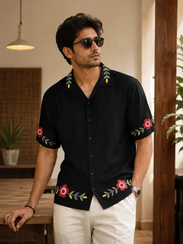 Folk Floral Shirt · Black