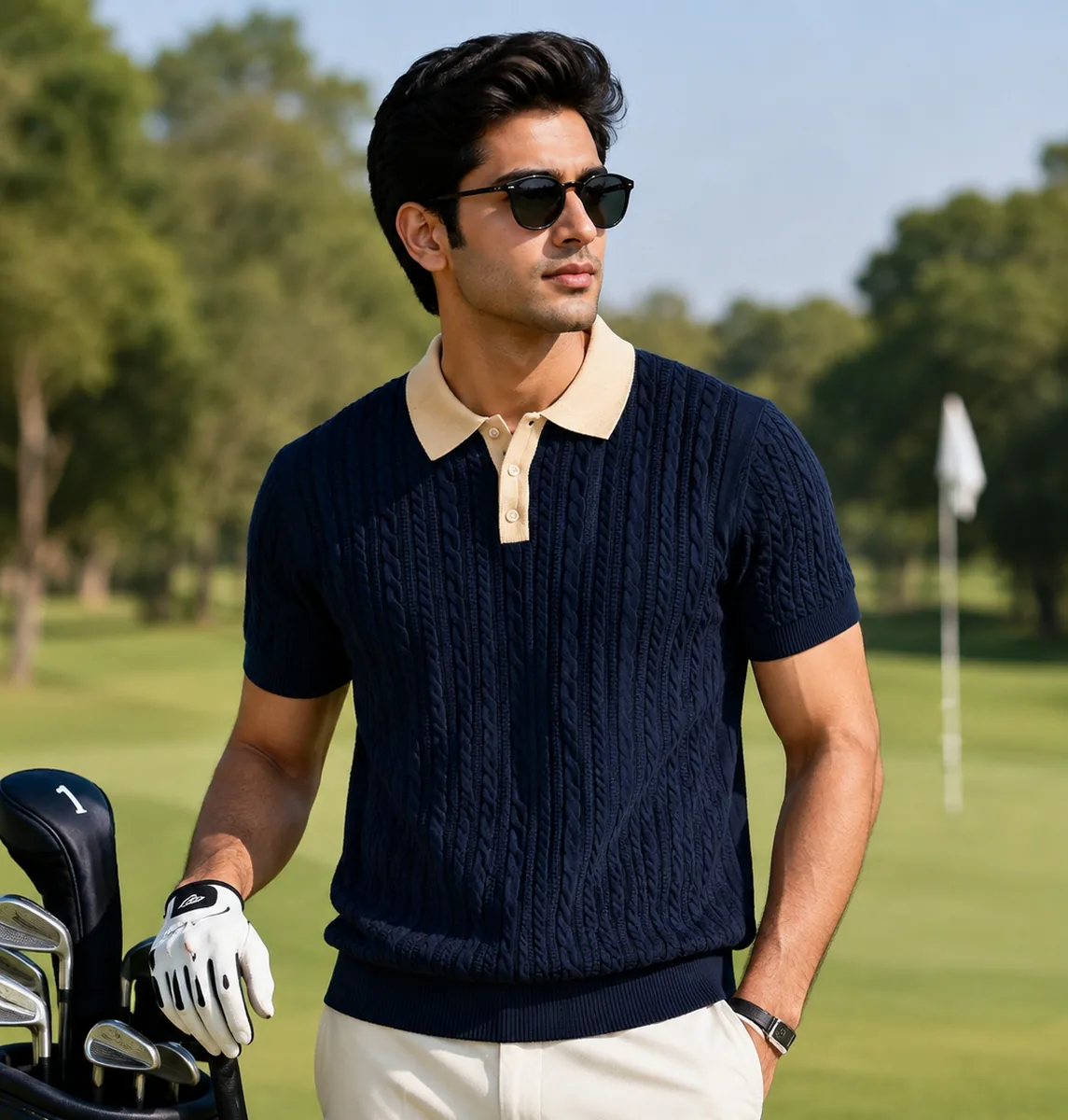 Cable Knit Polo