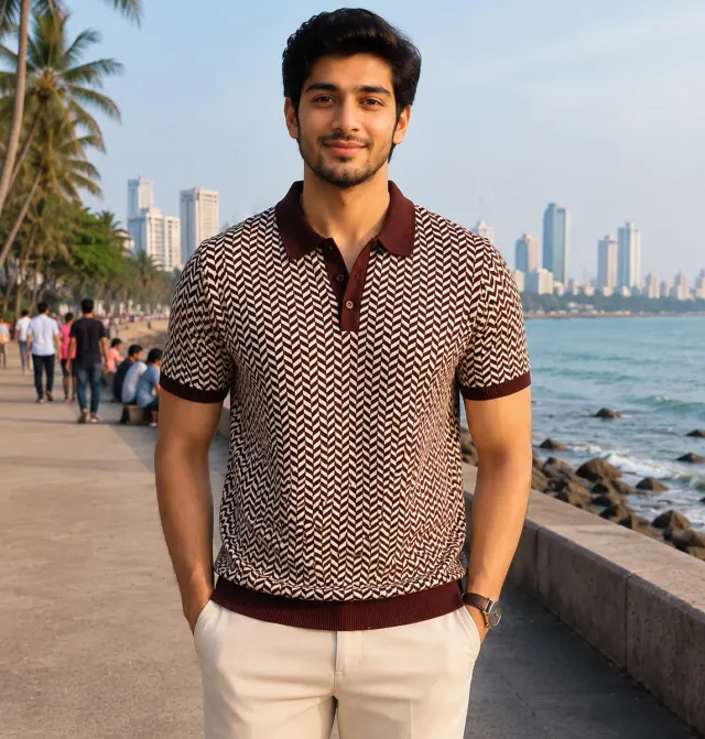 Herringbone Polo · Maroon