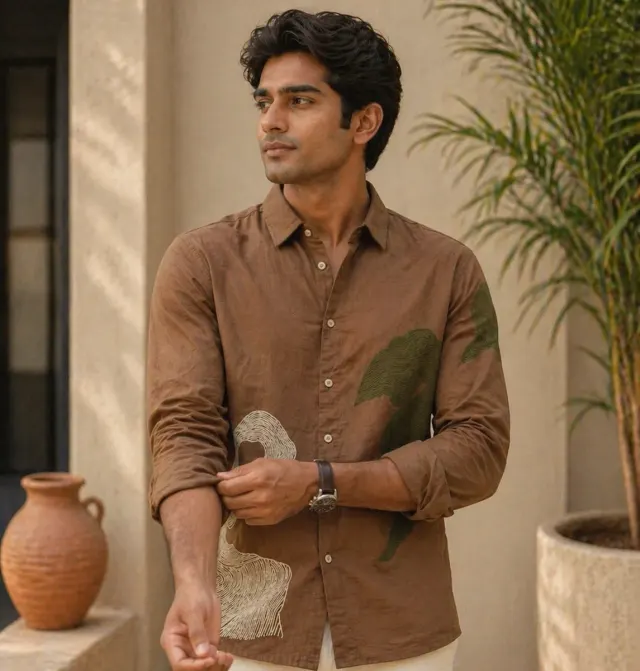 Organic Shapes Shirt · Brown