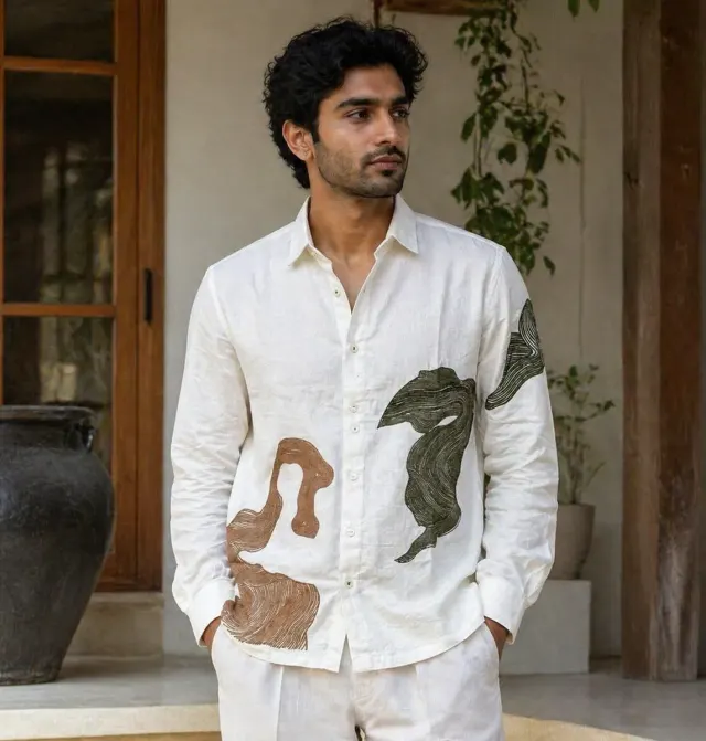 Organic Shapes Shirt · White
